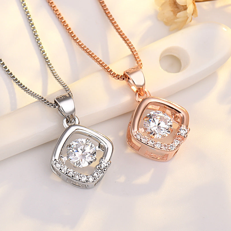 Square Dynamic Necklace For Women Light Luxury Niche Design