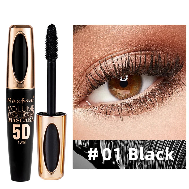 5D Silk Waterproof, Non-caking, and Prolonged Mascara.