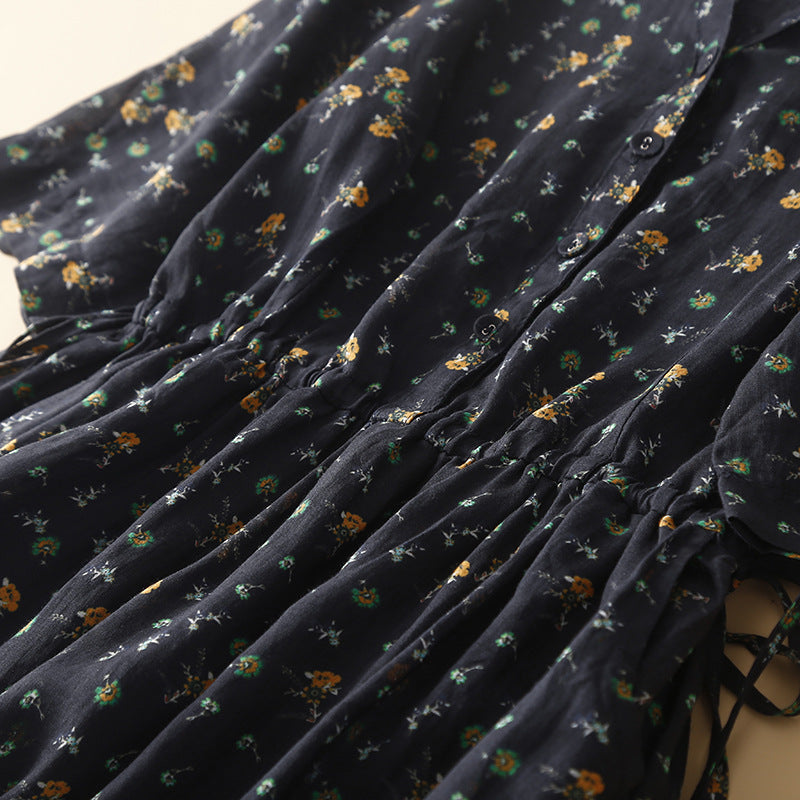 Mid-length Printed Loose-fit Retro Artistic Casual Dress
