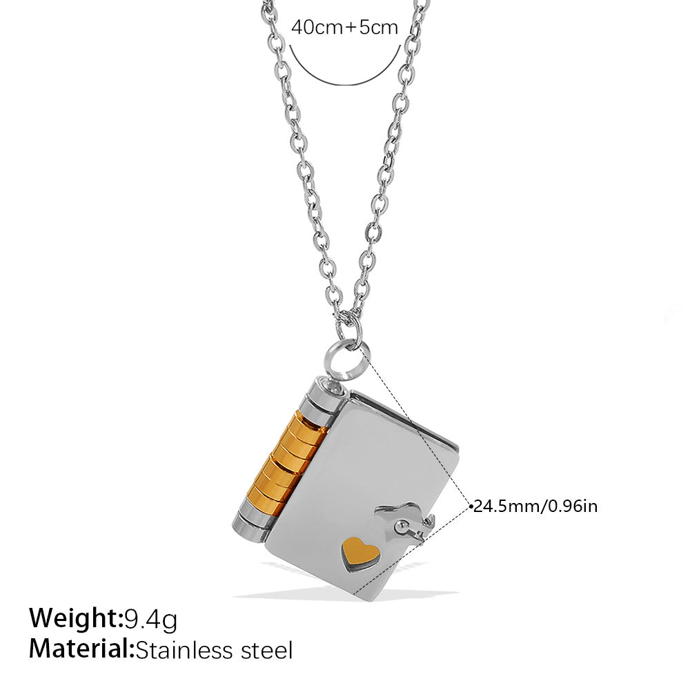 New Envelope Book Pendant Clavicle Necklace For Women, Minimalist Fashion Literary Style Necklace