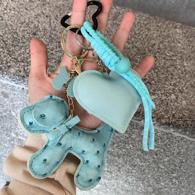 Cute Cartoon PU Leather Puppy Keychain Creative Bag Charm